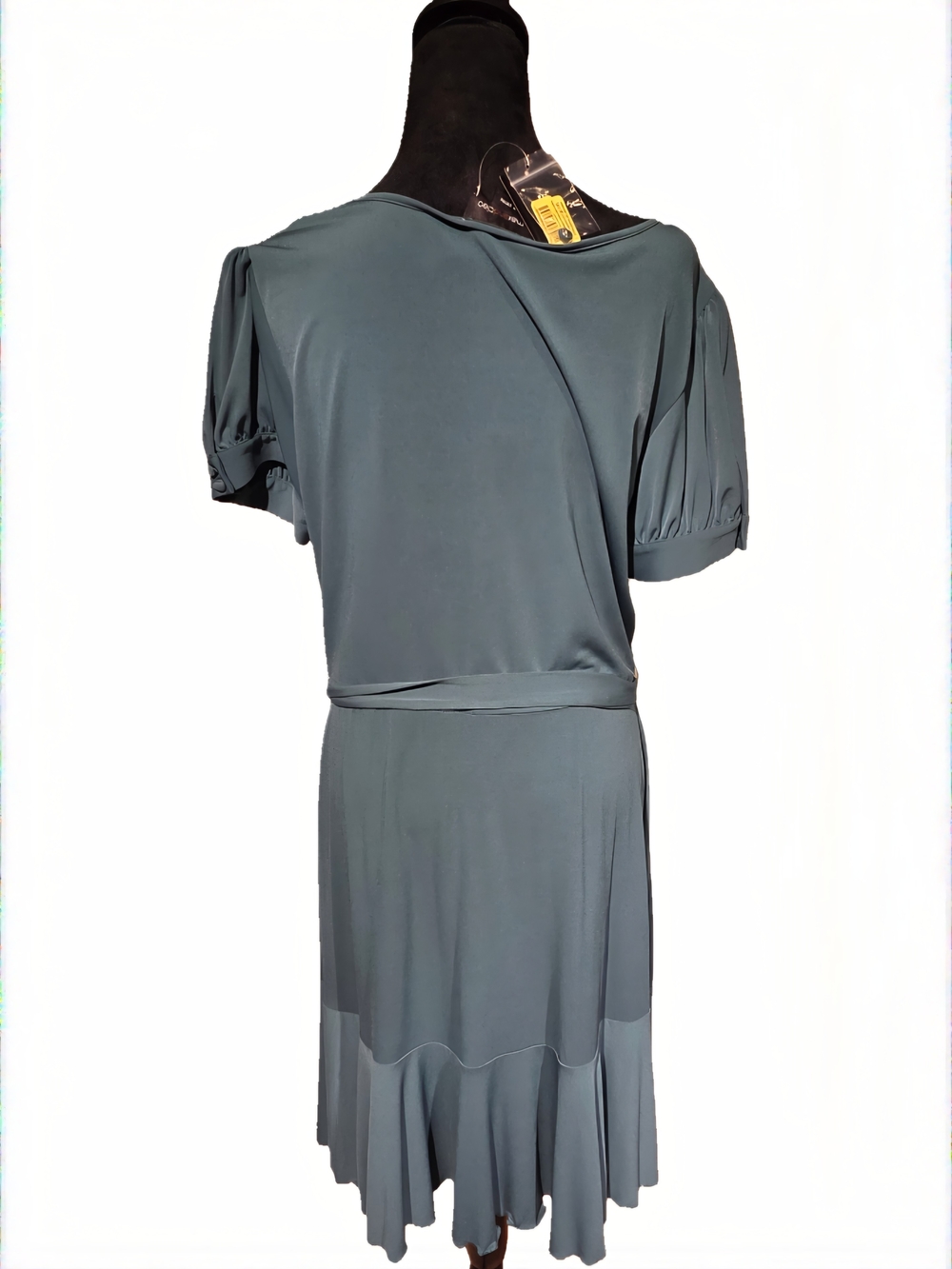 Max & Cleo Teal Button-Front Tie-Waist Midi Dress with Flounce Hem - Picture 8 of 8